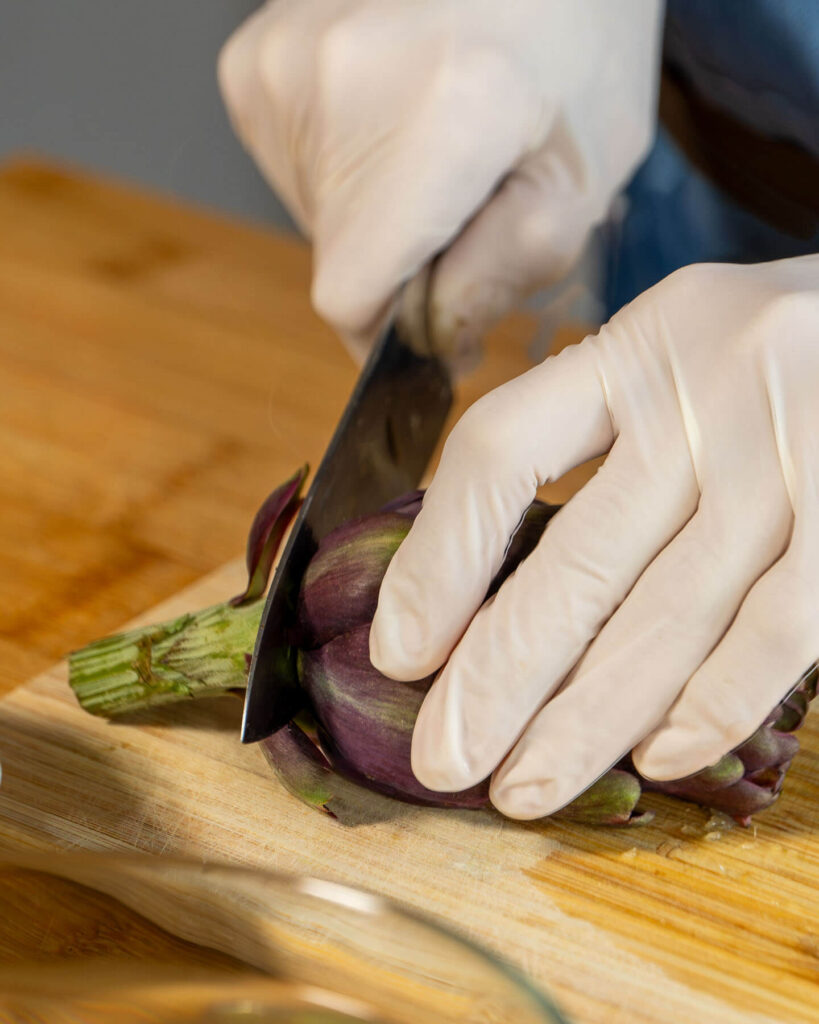 preparació carxofa negre Recepta Tradicional Frit de Pasqua Agromart Balear