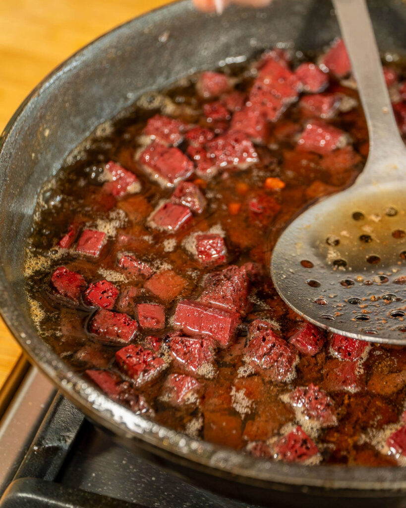 sofregir sang en daus Recepta Tradicional Frit de Pasqua Agromart Balear
